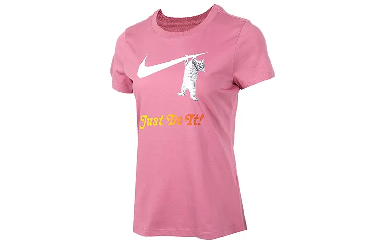 Nike T Shirts Women's Berry Crew Neck Moderate Straight Fit