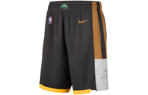 Nike City Edition Color Blocking Stripe Fashion SW Fan Edition 19-20 Season Thunder Basketball Pants Men's Black