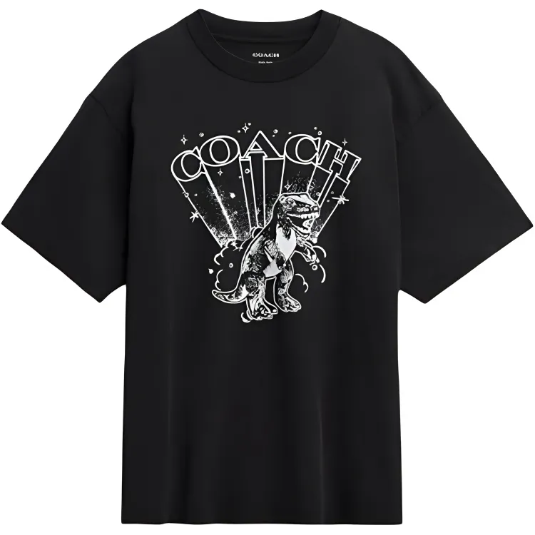 COACH T-Shirts Men's Black Crew Neck Moderate