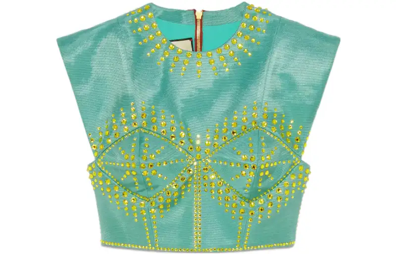 GUCCI Crystal Embellished Crop Top Light/Blue