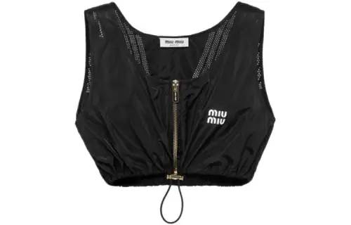 MIU MIU Tank Tops Women's Black U Neck Moderate Other