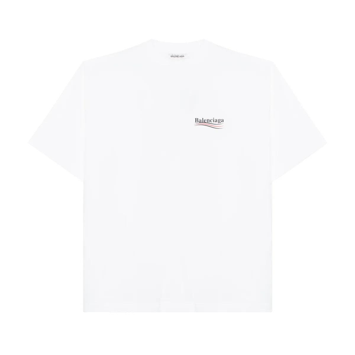 Balenciaga Political Campaign Drop Shoulder Sleeve T Shirt Women's White Regular Fit