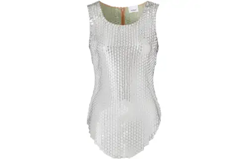 Burberry Tank Tops Women's Silver Straight Fit