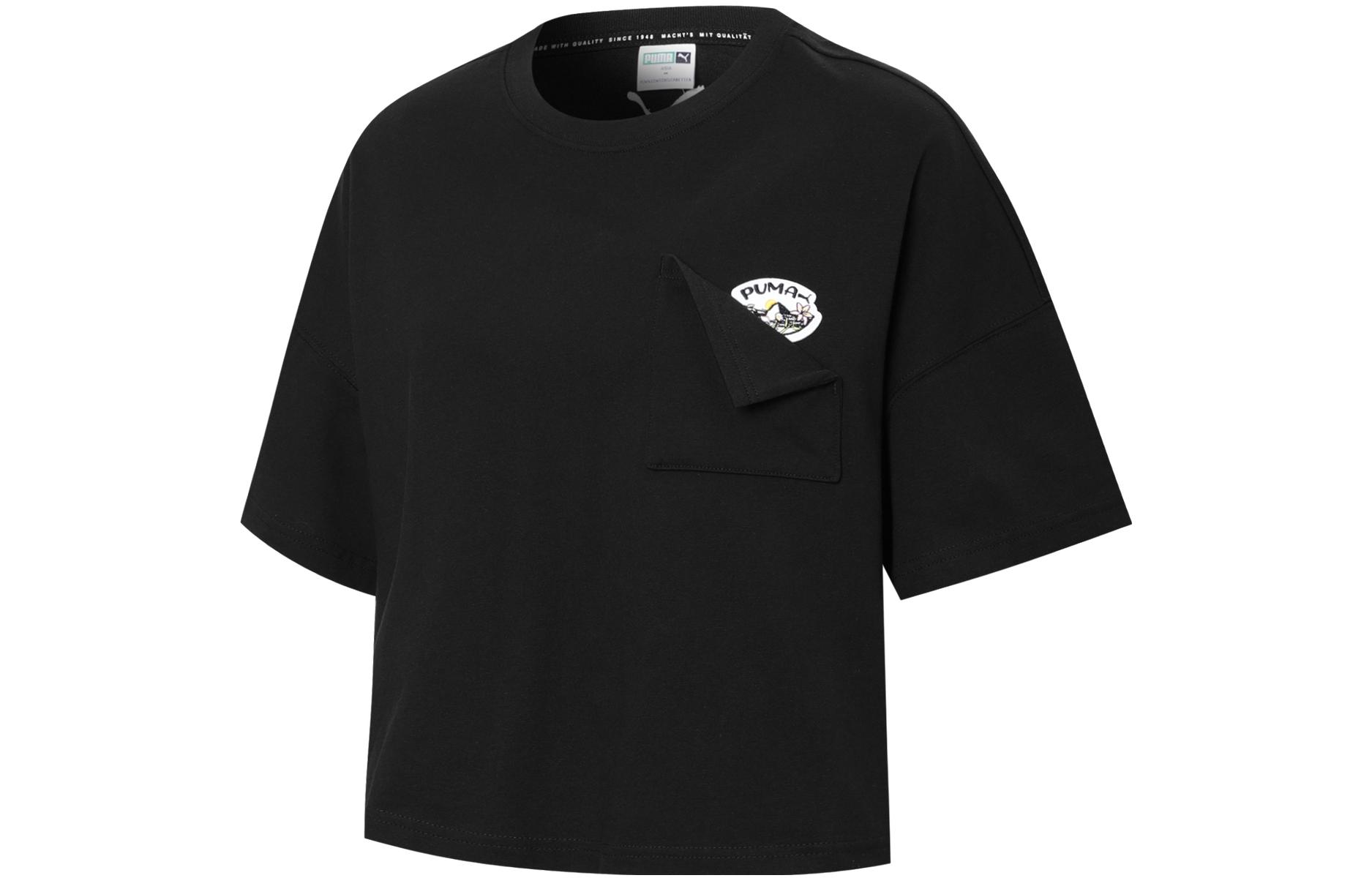 Женская футболка PUMA Glamping Ss Crop Tee (черная)