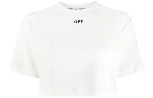 OFF WHITE SS21 Crop Tops Women's White Crew Neck Moderate
