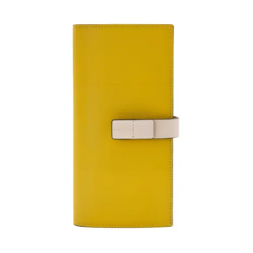 LOEWE Grained Calfskin Vertical Wallet Large Women's Ochre Yellow/Light Oat