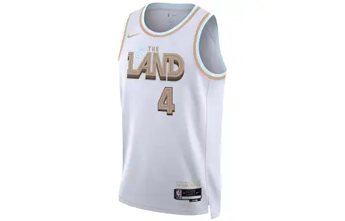 Nike NBA Quick-drying Printed City Edition Jersey Vest SW Fan Edition 2022-23 Season Cavaliers Mobri Basketball Vest No. 4 Men and Women Similar White