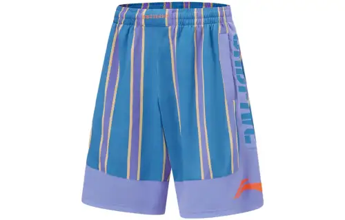 Li Ning Casual Shorts Men's Radish Blue Stripes Flowering Purple