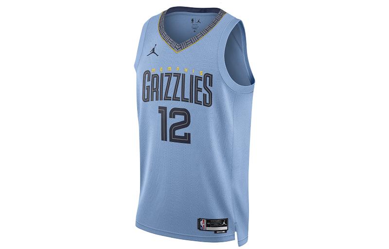 Jordan Dri-FIT NBA Grizzlies SW Fan Edition 22-23 season Morant No. 12 team name printed quick-drying breathable basketball vest, same style for men and women, light blue