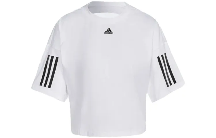 Adidas Crop Tops Women's White Crew Neck Moderate