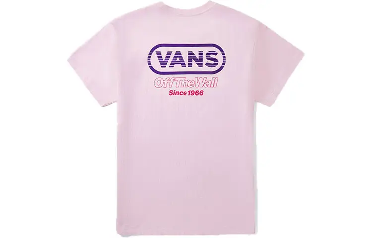 Vans T Shirts Women's Pink Crew Neck Moderate Straight Fit