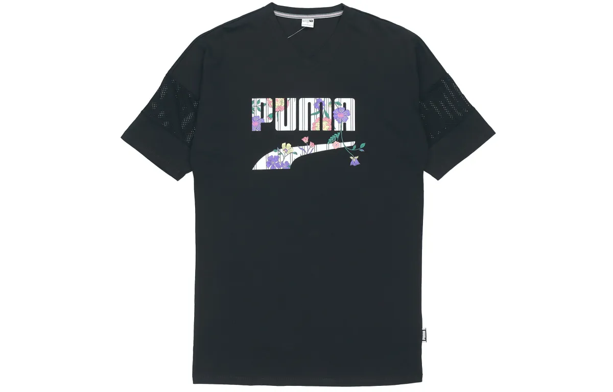 PUMA T-Shirts Women's Black V-neck Thin