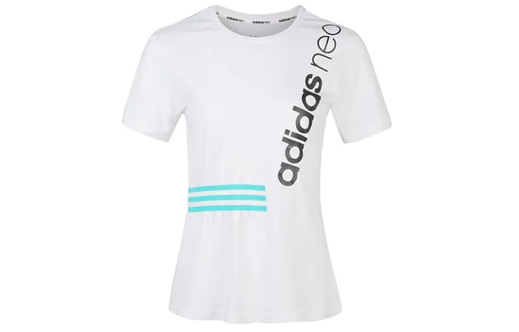 Adidas T-Shirts Women's White Crew Neck Moderate Straight Fit