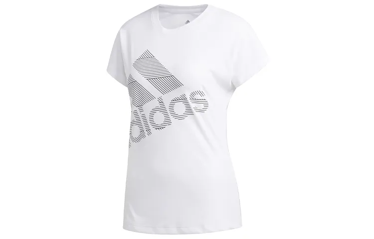 Adidas T-Shirts Women's White Crew Neck Moderate Cinched Waist