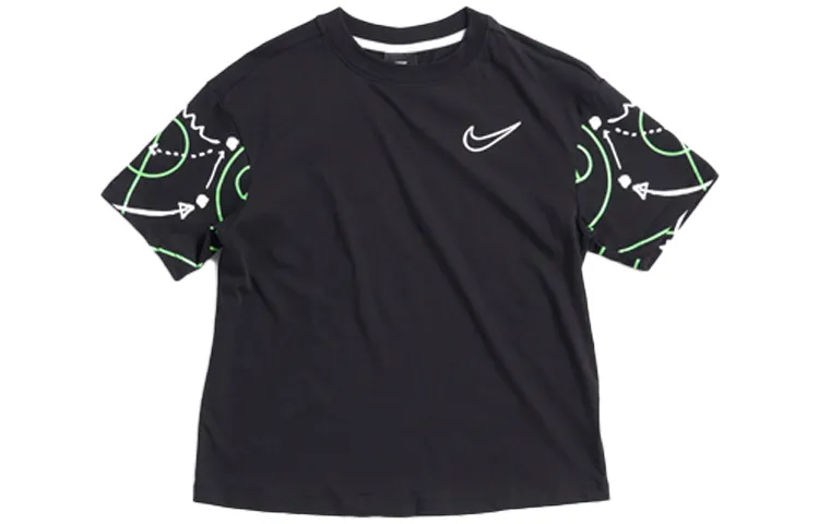 Nike T-Shirts Women's Black Crew Neck Moderate Straight Fit