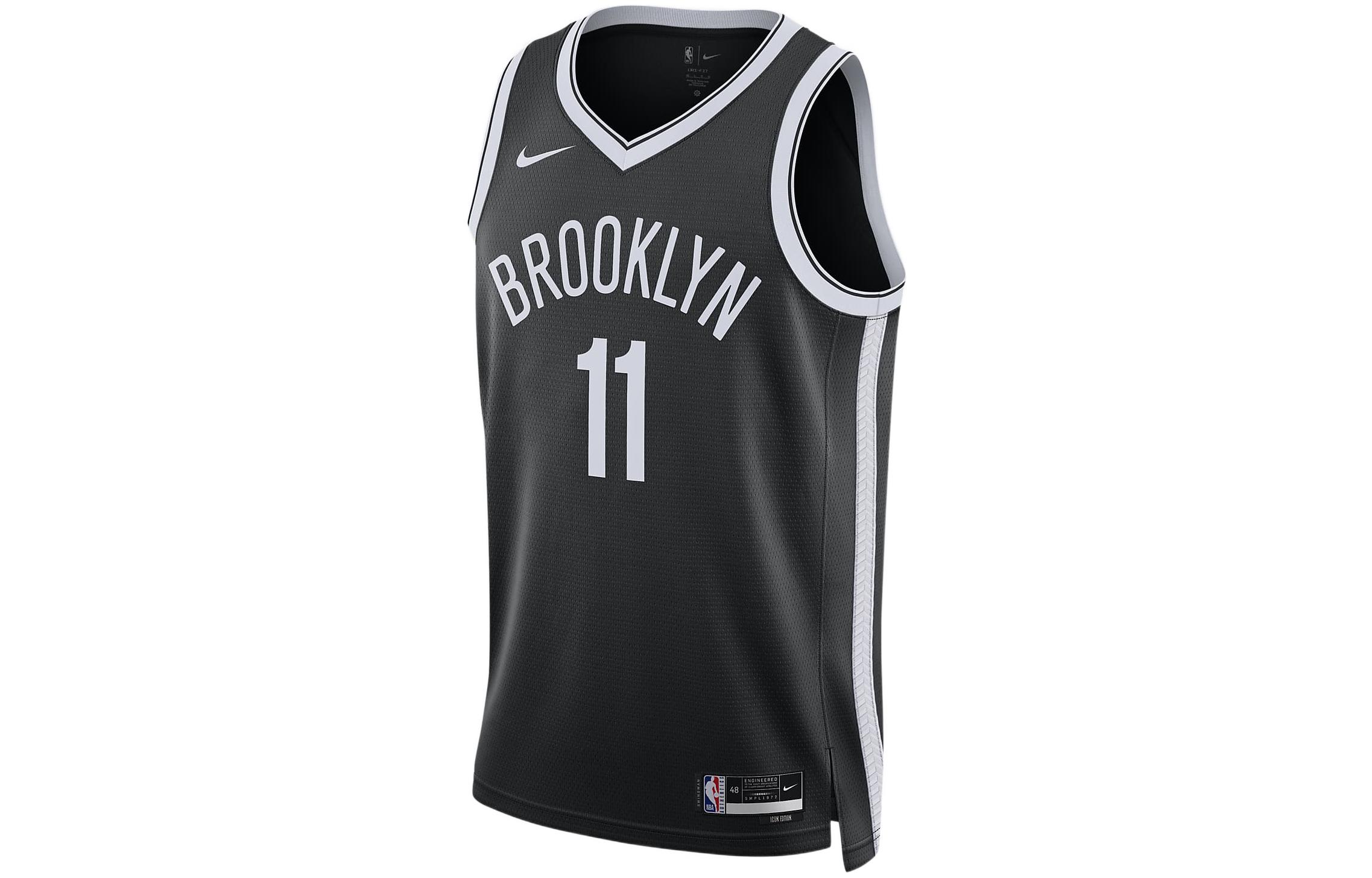 Nike Swingman Brooklyn Nets Logo printed V-neck sleeveless logo limited jersey SW fan version 22-23 season Nets Irving No. 11 basketball vest men's black