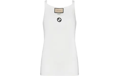 GUCCI Tank Tops Women's White Crew Neck Moderate Other