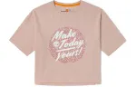 Timberland Crop Tops Women's Light Pink Crew Neck Moderate