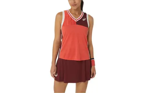 ASICS Tank Tops Women's Orange V Neck Moderate Straight Fit