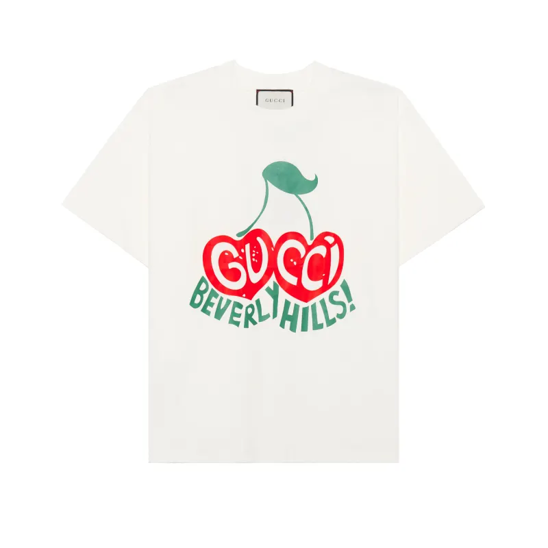 GUCCI Drop Shoulder Sleeve T Shirt Women's Ecru