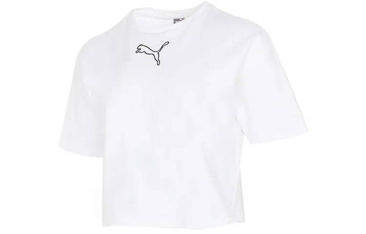 PUMA Downtown Crop Tops Women's White Crew Neck Moderate