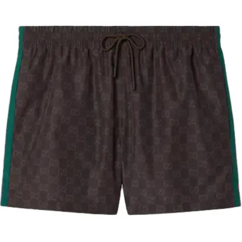 GUCCI Gg Monogram Web Detailed Swim Shorts