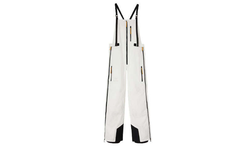 Arcteryx Arc'teryx SYSTEM_A series x JIL SANDER joint model Gore-Tex windproof, waterproof, breathable, loose splicing contrasting color bib ski pants, men's mist white/Mist White
