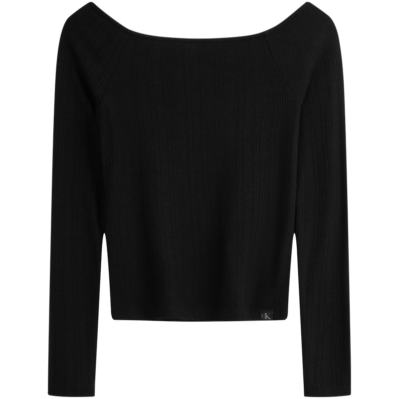 Женская футболка CALVIN KLEIN SS25 Off-Shoulder (черная)
