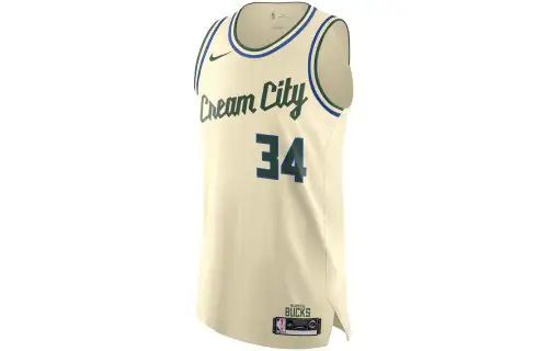 Nike NBA team printed basketball vest AU player version Bucks Antetokounmpo No. 34 same style for men and women ice cream color