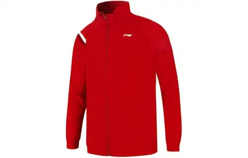 Li Ning Casual Sportswear Men's Bull Red Stand Collar Moderate
