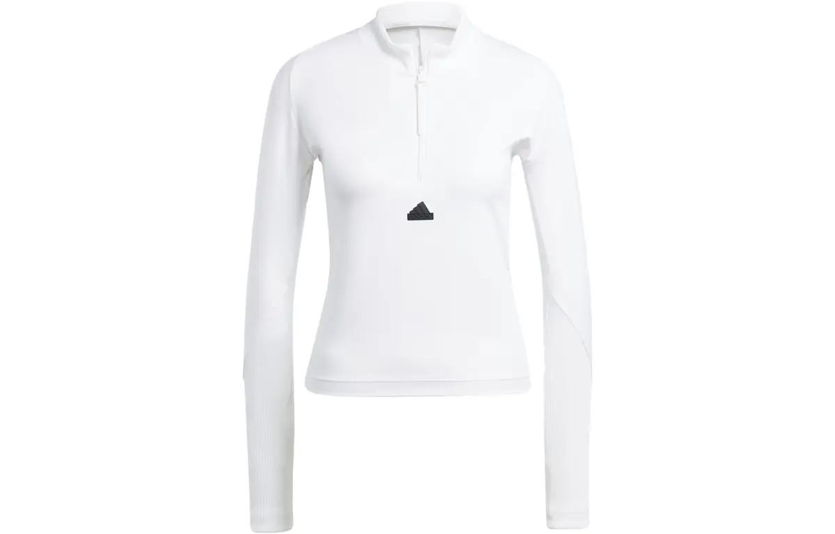 Adidas Z.N.E T-Shirts Women's White Stand Collar Moderate Straight Fit