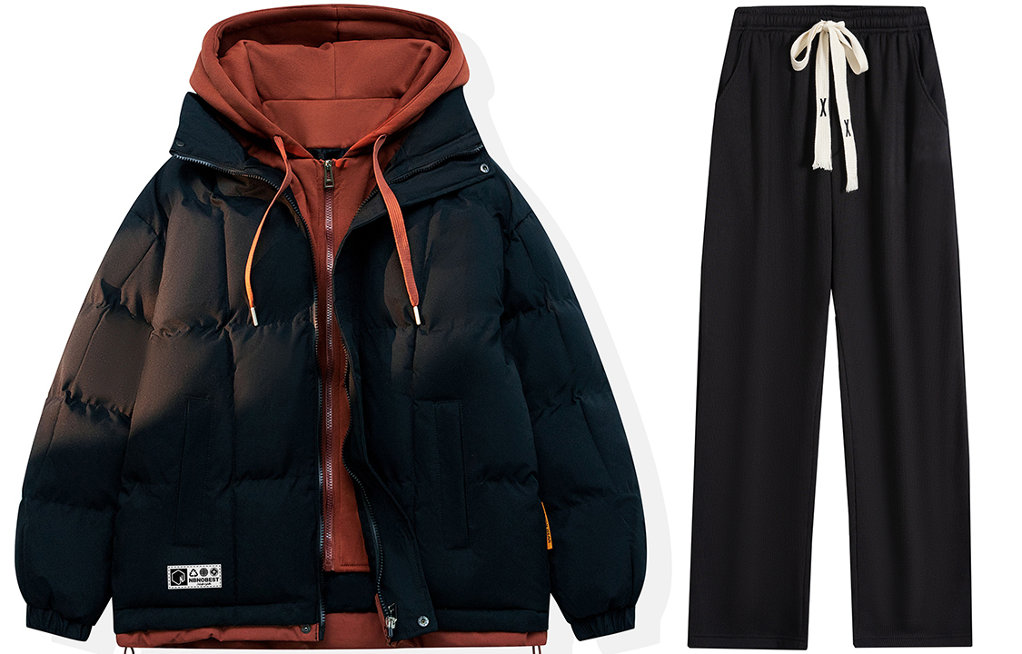 NBNO Casual Sportswear Unisex Hooded Thickened And Fleece Lined