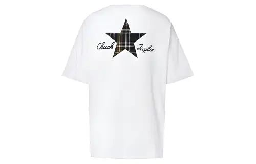 Converse T Shirts Women's White Crew Neck Moderate Straight Fit