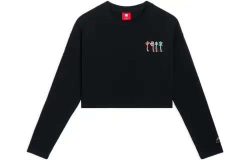 Li Ning Crop Tops Women's Black Crew Neck Moderate