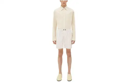 Bottega Veneta Textured Criss Cross Viscose Silk Shorts Casual Shorts Men's White