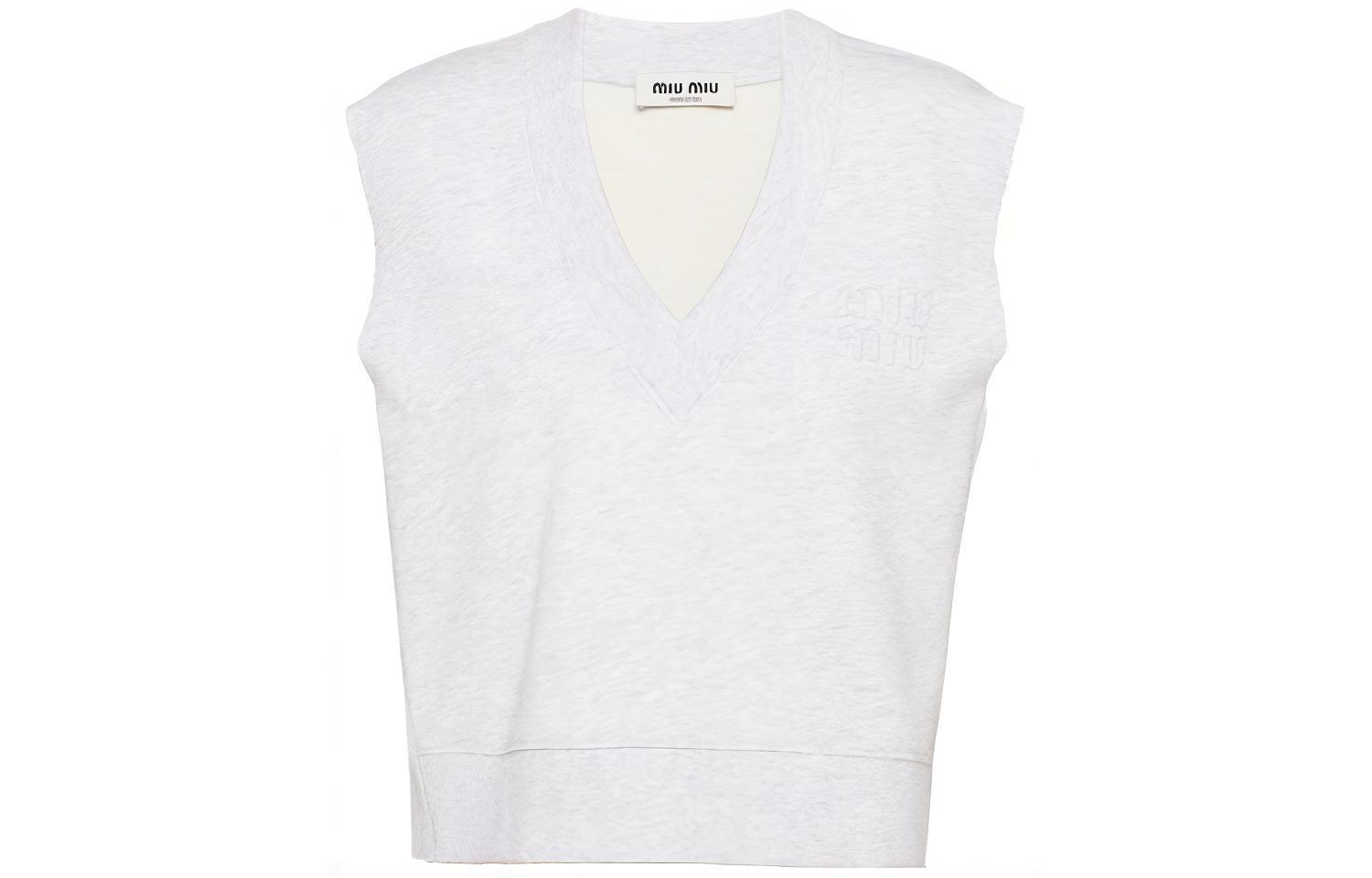Miu Miu embroidered-logo V-neck sleeveless sweatshirt