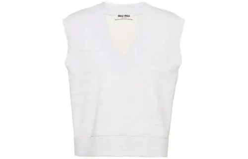 Miu Miu embroidered-logo V-neck sleeveless sweatshirt