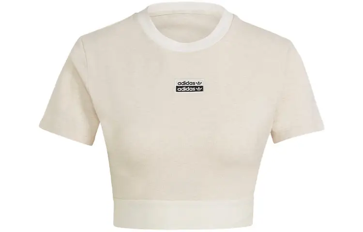 Adidas Originals R.Y.V Crop Tops Women's Jade White Crew Neck Moderate