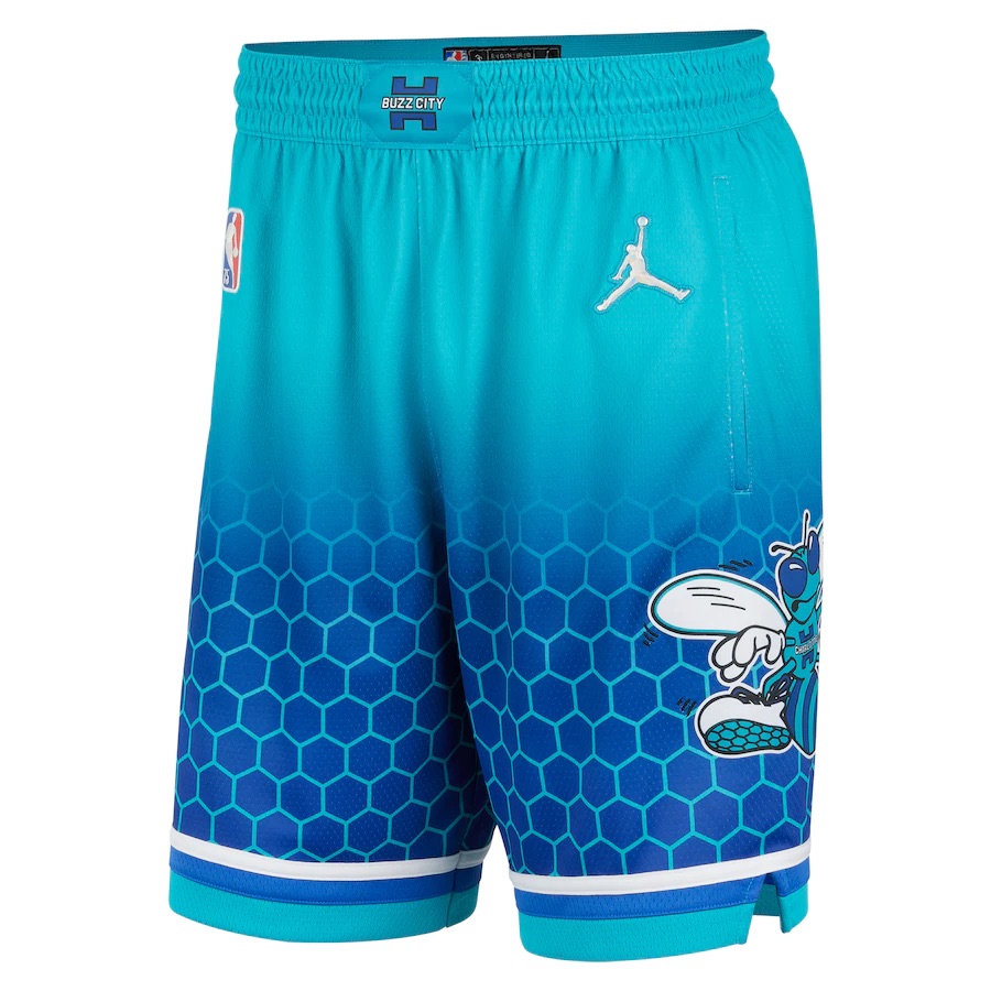 Jordan Charlotte Hornets SW Fan Edition Brand City Edition Swingman Basketball Elastic Mid-waist Casual and Comfortable Sports Basketball Pants Men's Lake Blue