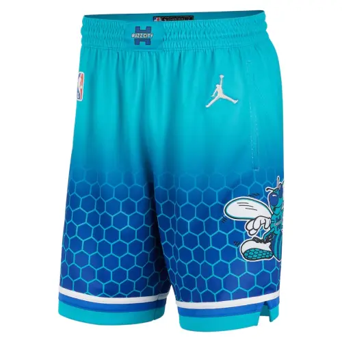 Jordan Charlotte Hornets SW Fan Edition Brand City Edition Swingman Basketball Elastic Mid-waist Casual and Comfortable Sports Basketball Pants Men's Lake Blue