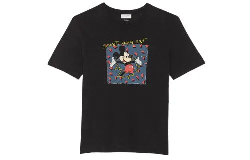 SAINT LAURENT T Shirts Women's Black Crew Neck Moderate Other