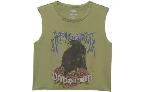 Vans Tank Tops Women's Loden Green Crew Neck Moderate Straight Fit