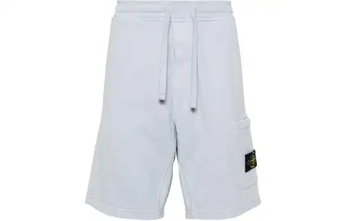 Stone Island Compass-appliqué cotton track shorts