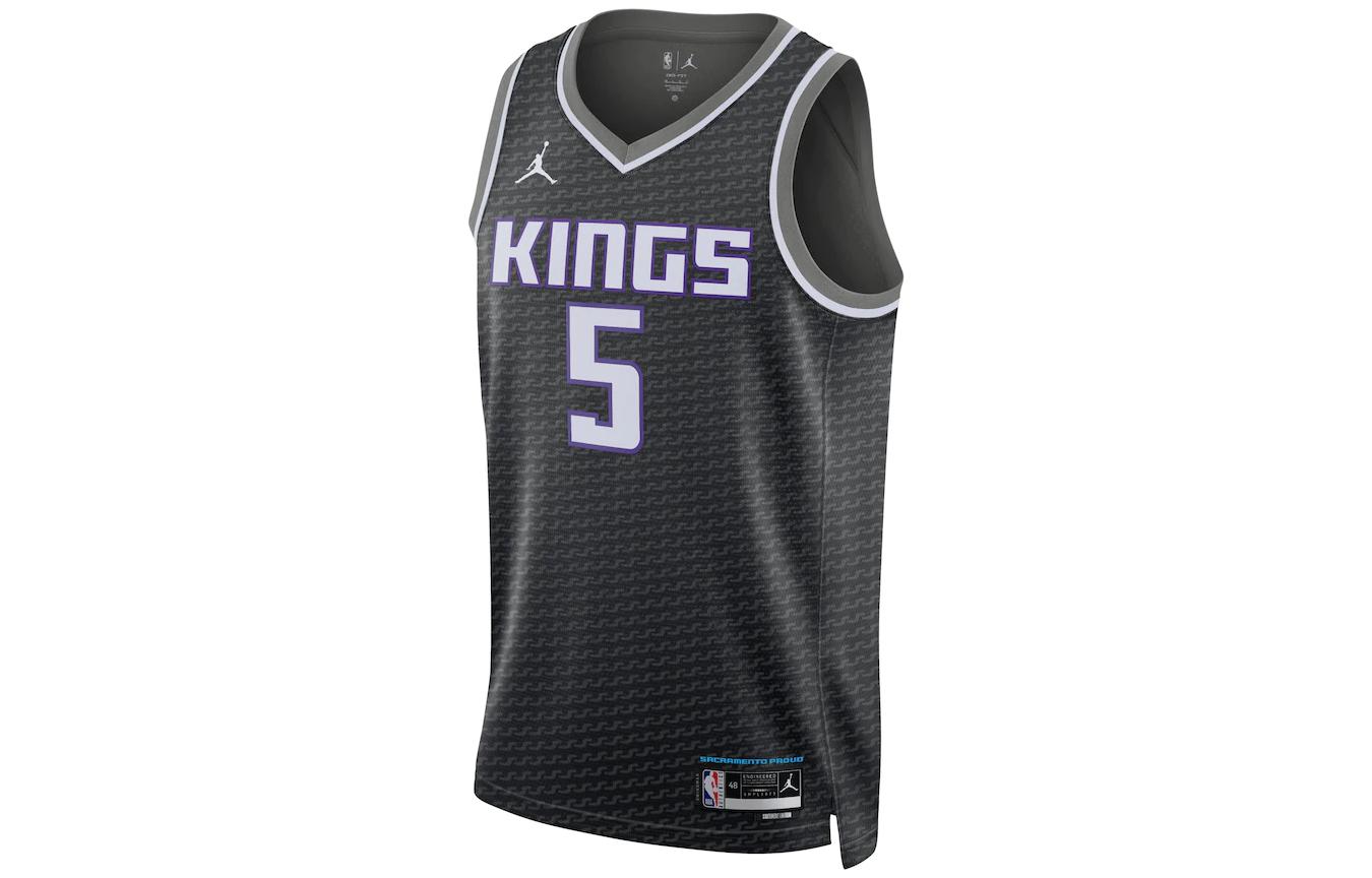 Jordan X NBA joint model alphanumeric print sports basketball vest SW fan version statement edition announced limited to Sacramento Kings Fox No. 5, same style for men and women, black
