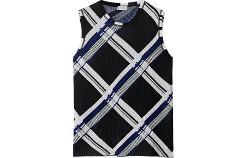 Burberry Checked Ribbed-Knit Sleeveless Top