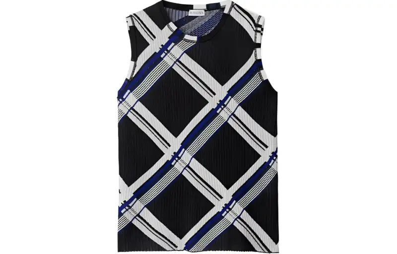 Burberry Checked Ribbed-Knit Sleeveless Top