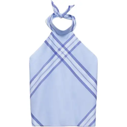 PRADA Checked Cotton Cropped Top