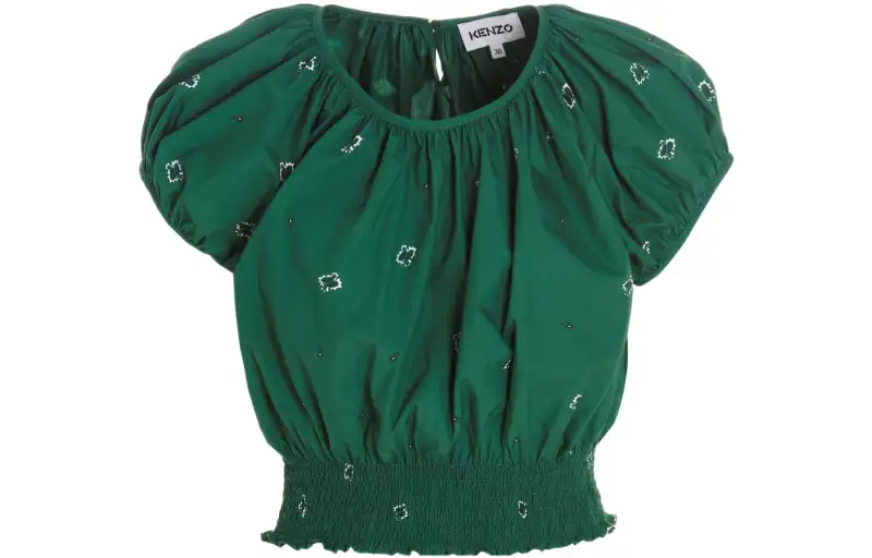 Kenzo smocked bandana-print top
