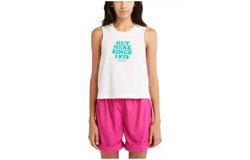 Timberland Tank Tops Women's White Crew Neck Thin Straight Fit