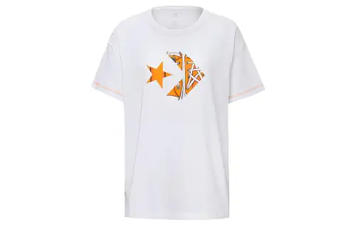 Converse T Shirts Women's White Crew Neck Moderate Straight Fit